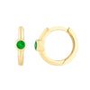 Emerald Bezel Huggie Hoop Earrings