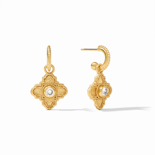 Malta Theodora Hoop & Charm Earrings in Gold Cubic Zirconia