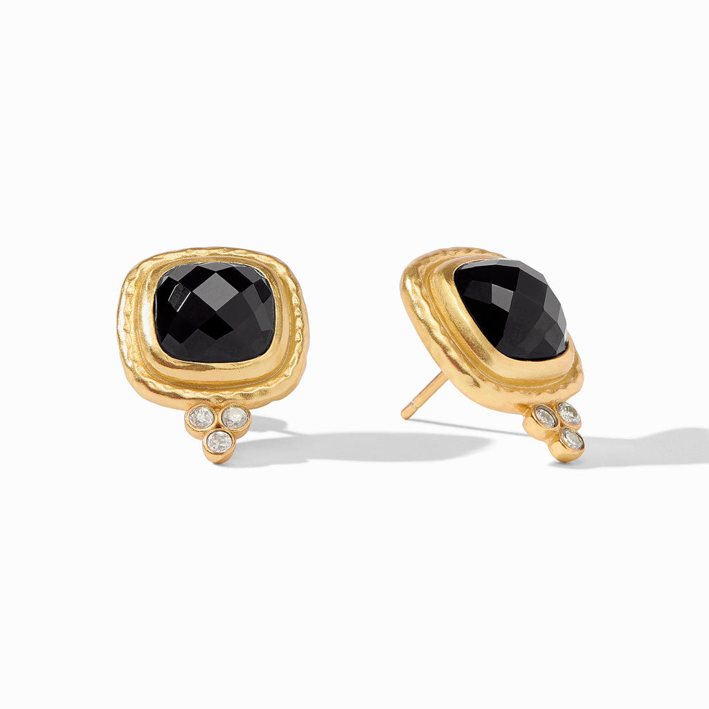 Tudor Stud Earring Obsidian Black