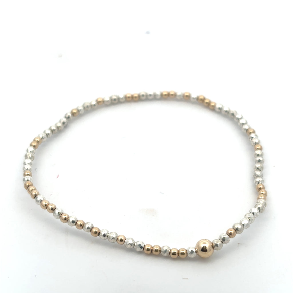 Hope Unwritten Bright Silver Faceted Hematite 2mm Bead Bracelet