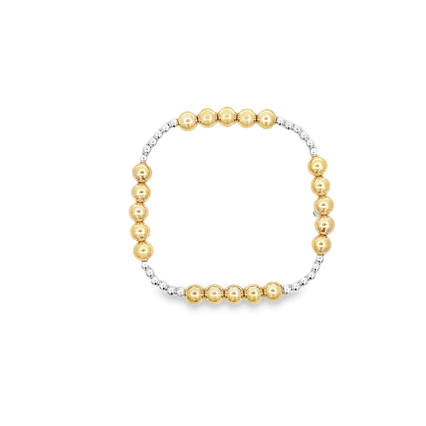 Classic Blissful Pattern 3mm Bead Bracelet 6mm - Mixed Metal