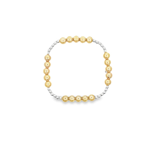 Classic Blissful Pattern 3mm Bead Bracelet 6mm - Mixed Metal