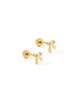 Ruby Gold Bow Flat Back Screw Back Earrings