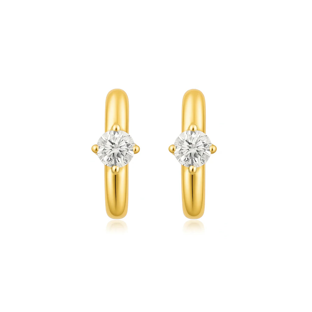 Yael Solitaire Huggie Hoop Earrings