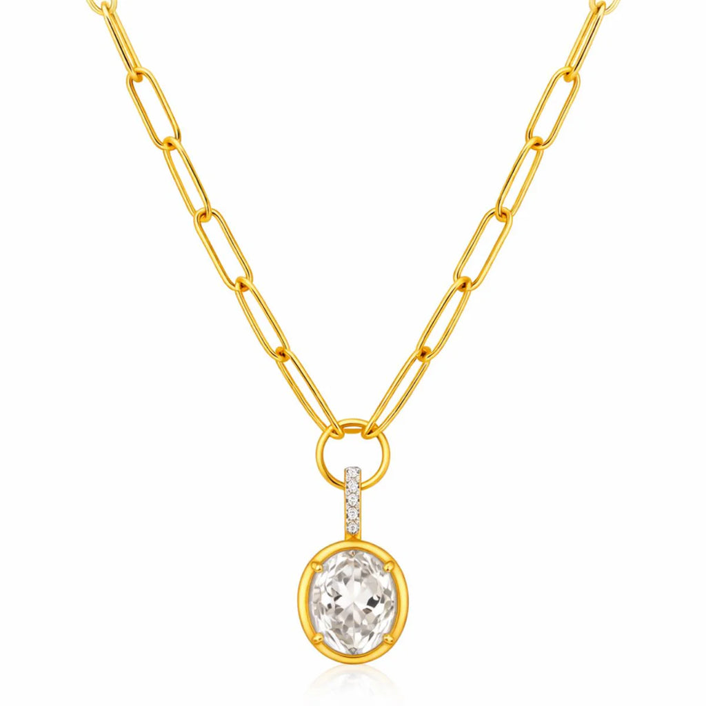 Satina Oval Pendant Necklace in Gold