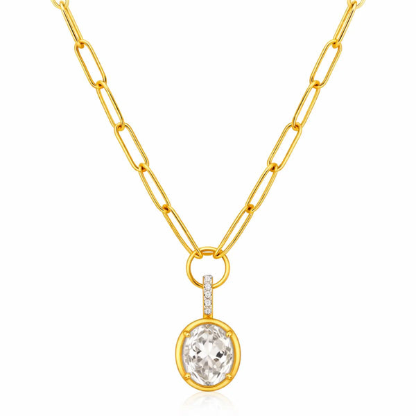 Satina Oval Pendant Necklace in Gold