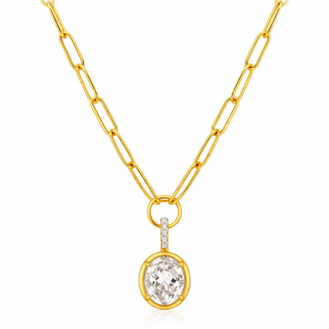 Satina Oval Pendant Necklace in Gold