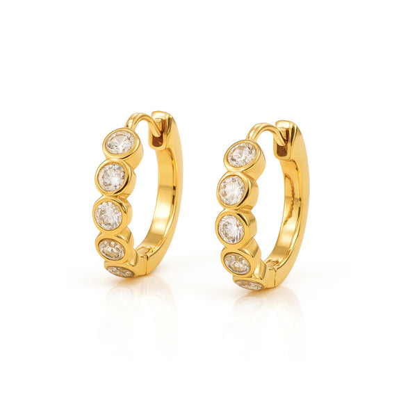 Varra Bezel Mini Hoop Earrings in Gold