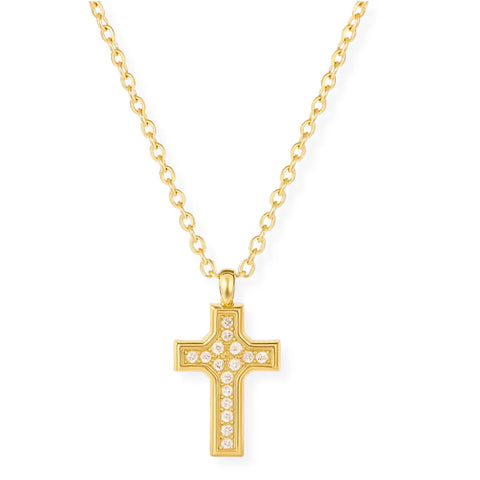 Wyatt Mini Cross Pendant Necklace in Gold