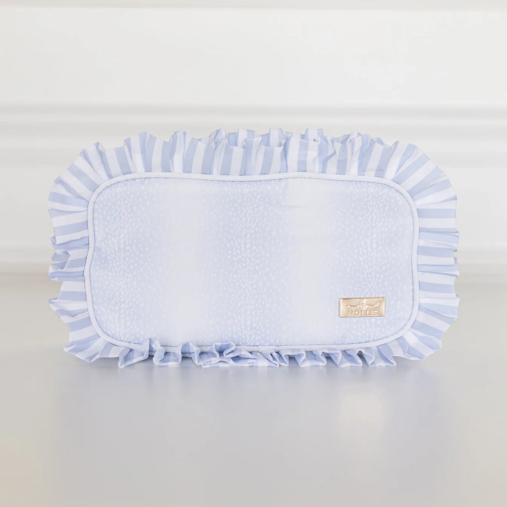Blue Fawn Ruffled Nylon Medium Pouch