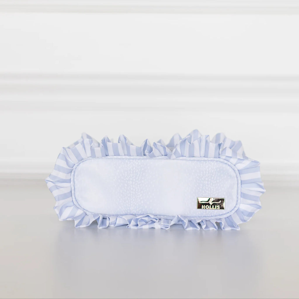Blue Fawn Ruffled Nylon Pencil Pouch