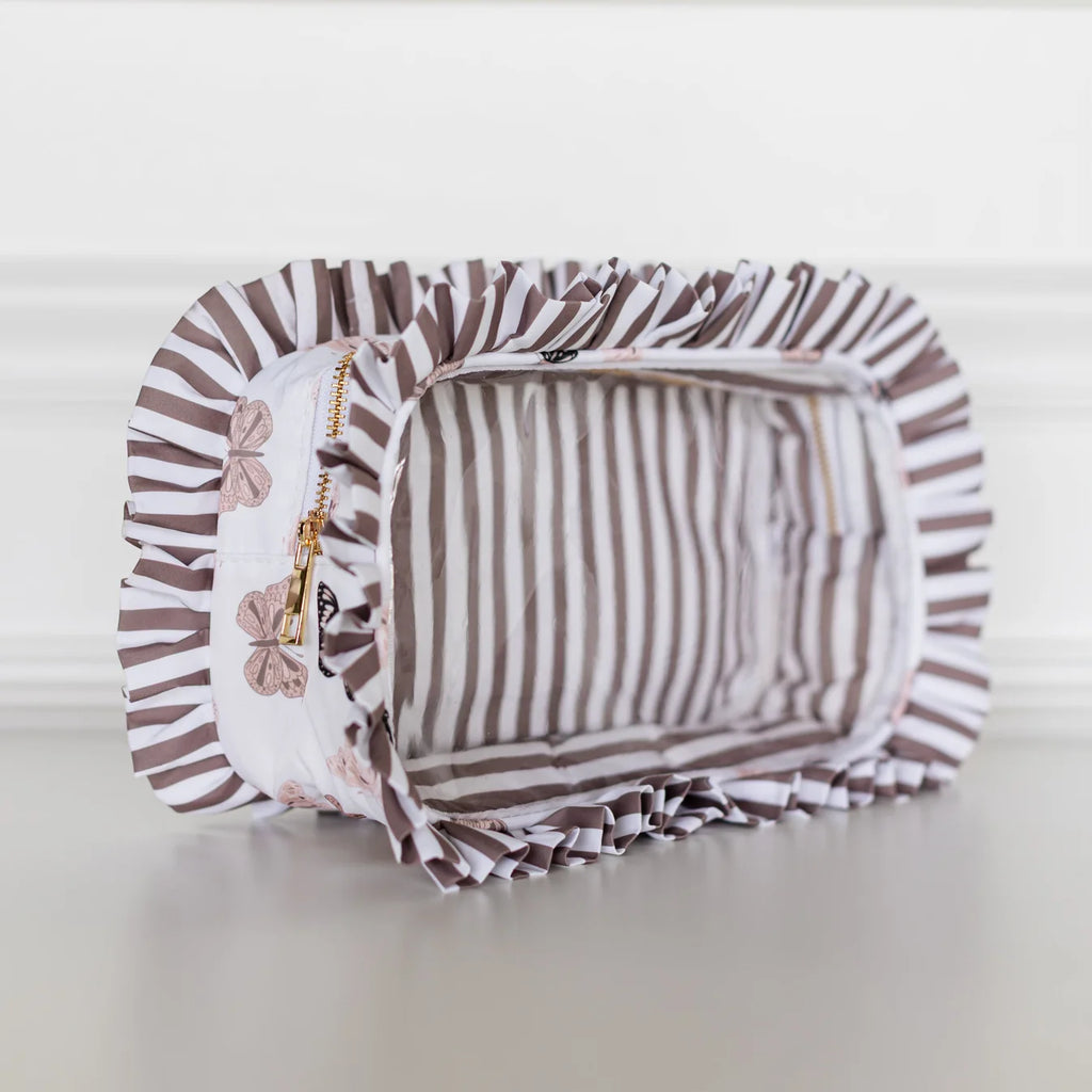 Butterfly Season Ruffled Nylon Large Clear Pouch