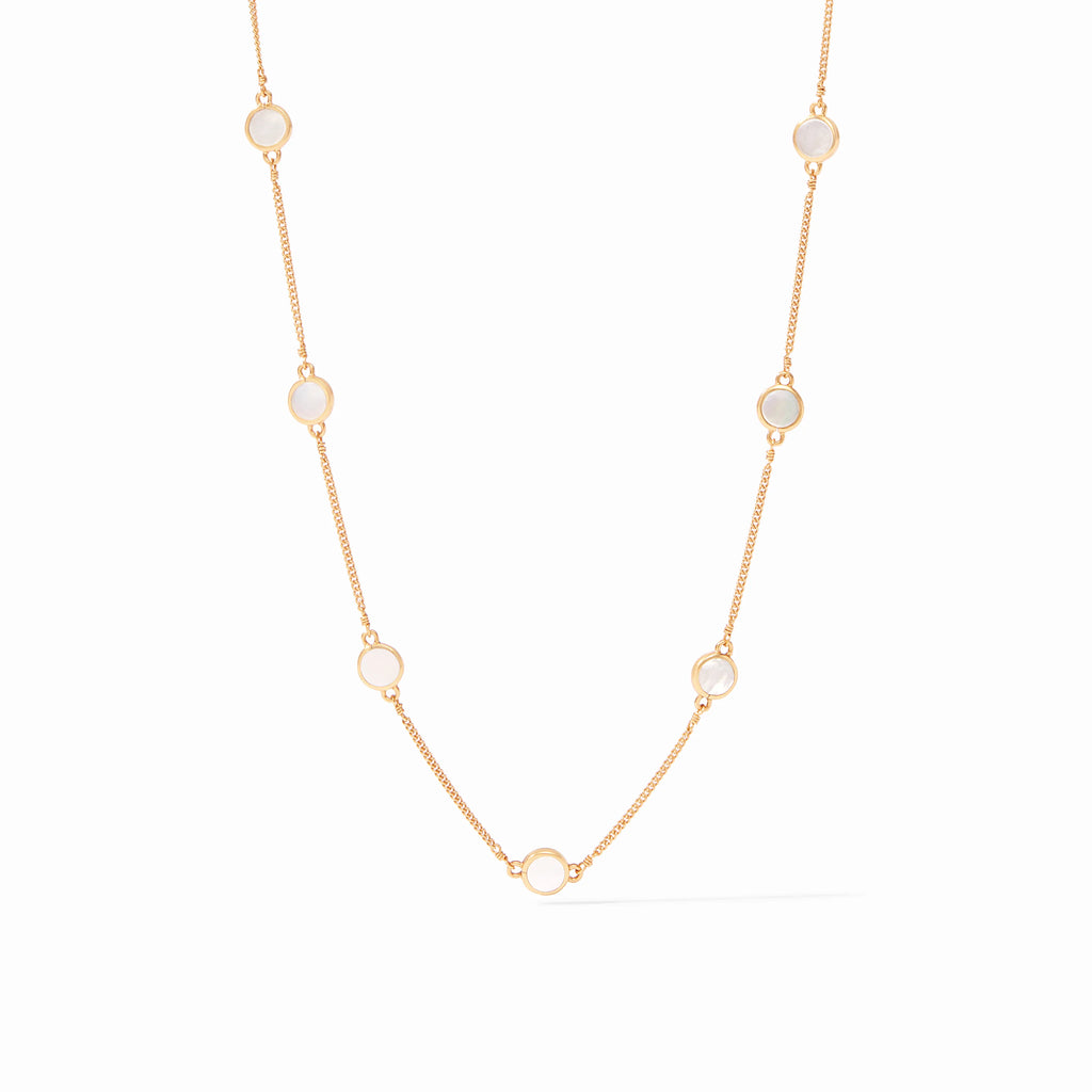 Valencia Delicate Gold Station Necklace in Mother of Pearl