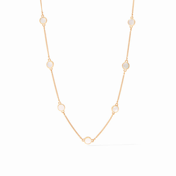 Valencia Delicate Gold Station Necklace in Mother of Pearl