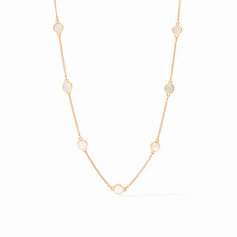 Valencia Delicate Gold Station Necklace in Mother of Pearl