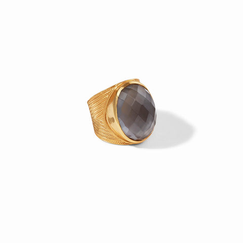 Verona Gold Statement Ring in Iridescent Charcoal Blue