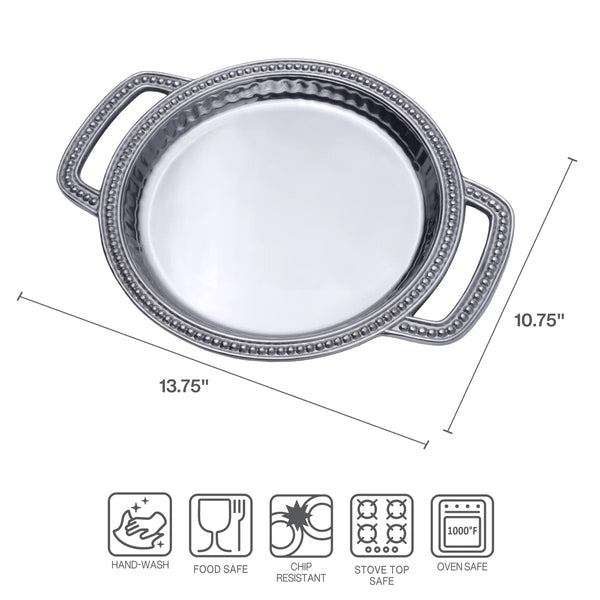 Flutes & Pearls Small Round Handled Tray