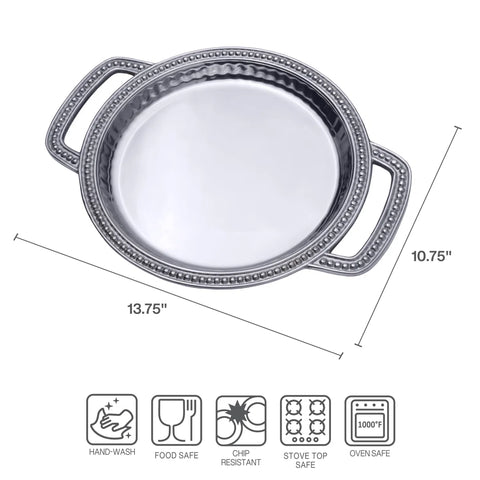 Flutes & Pearls Small Round Handled Tray