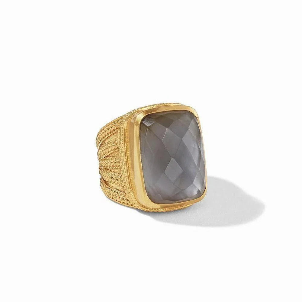 Windsor Gold Statement Ring in Iridescent Charcoal Blue