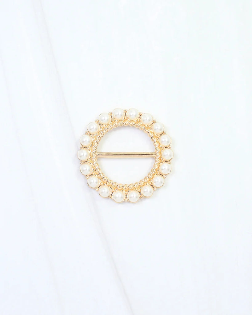 Rubi Pearl Lined Circle Scarf Slide Gold