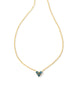 Katy Heart Gold Short Pendant Necklace in Teal Glass