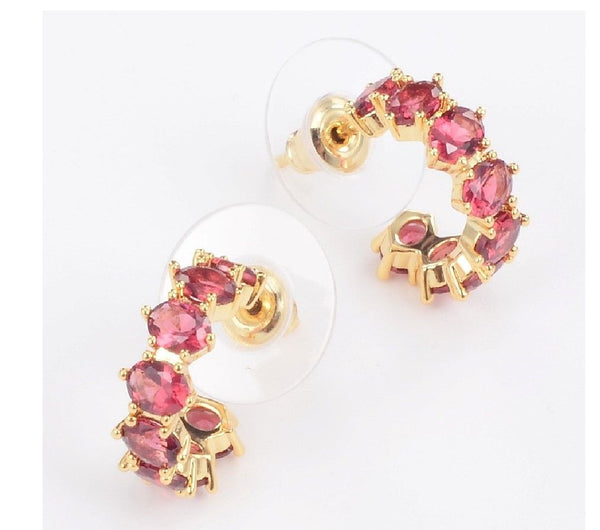 Cailin Crystal Huggie Earrings in Red