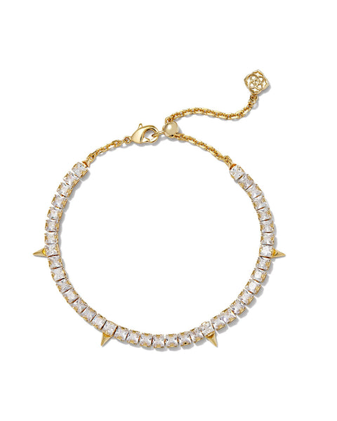 Jacqueline Gold Tennis Bracelet in White Crystal