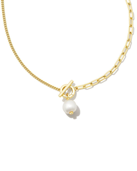 Leighton Gold Convertible Pearl Chain Necklace