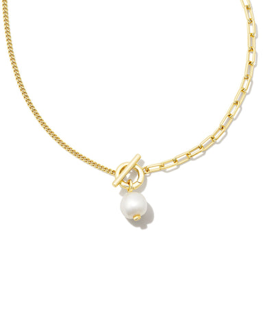 Leighton Gold Convertible Pearl Chain Necklace