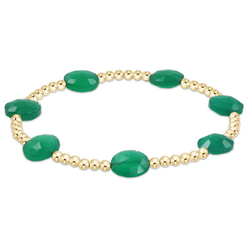 Admire Gold 3mm Bead Bracelet- Green Onyx