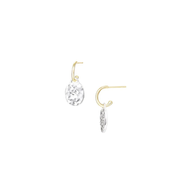 Horizon Huggie Drop Earrings in Two-Tone