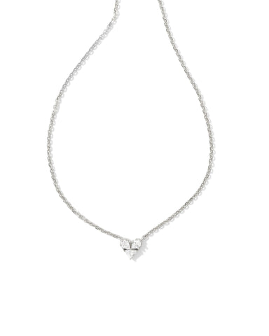 Katy Heart Short Pendant Necklace in White CZ
