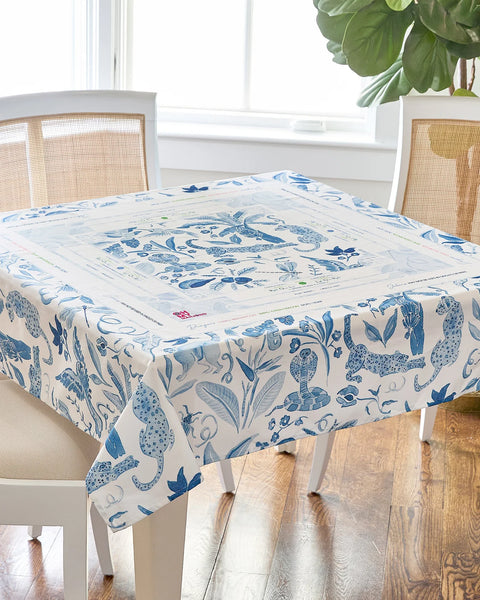 Amazon Blue Instructional Mahjonh Tablecloth