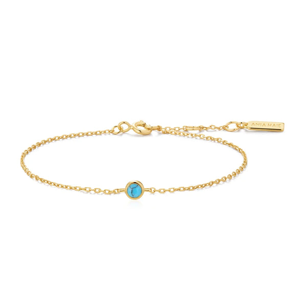 Bezel Set Lab-Created Turquoise Solitaire Bracelet