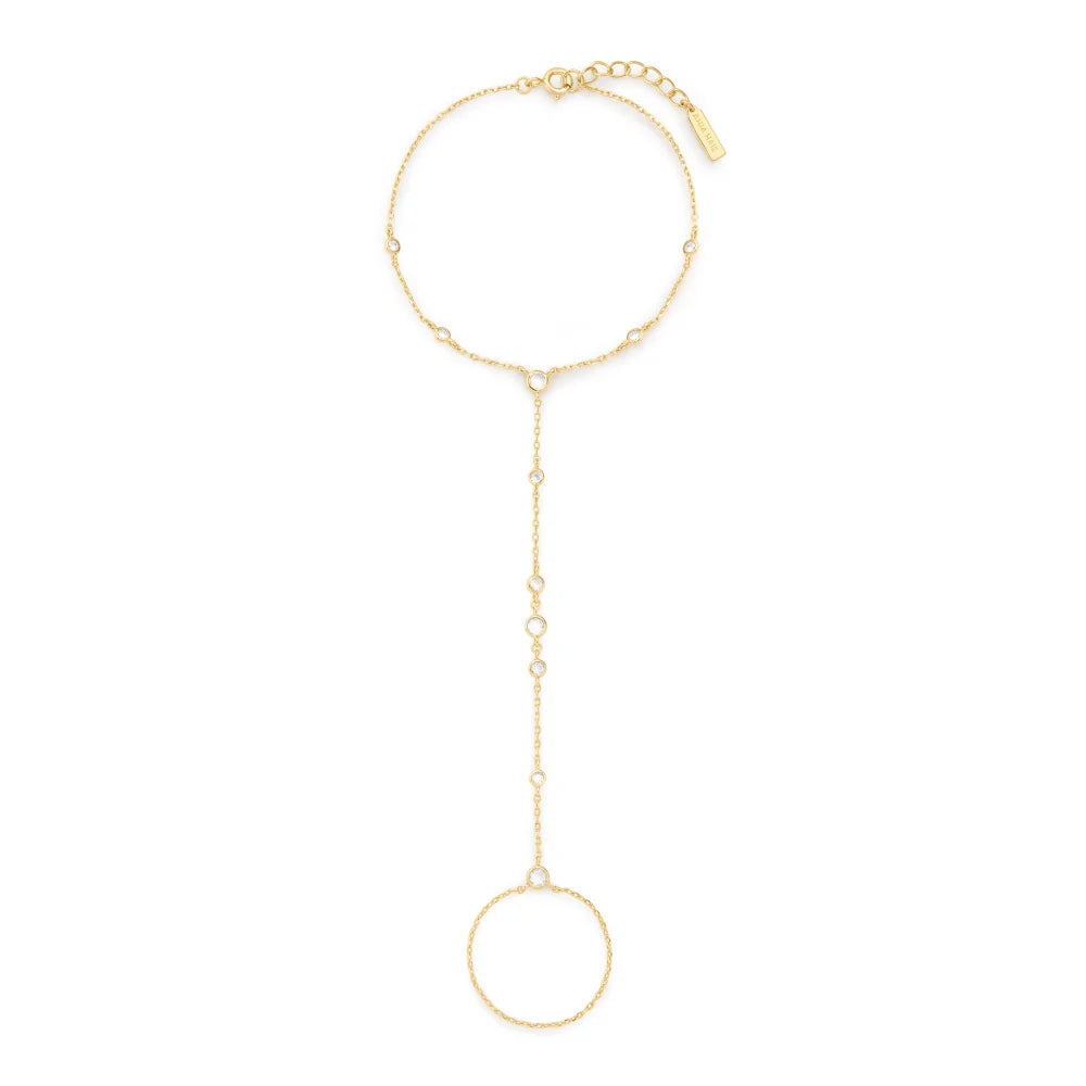 Gold Bezel-Set Station Hand Chain