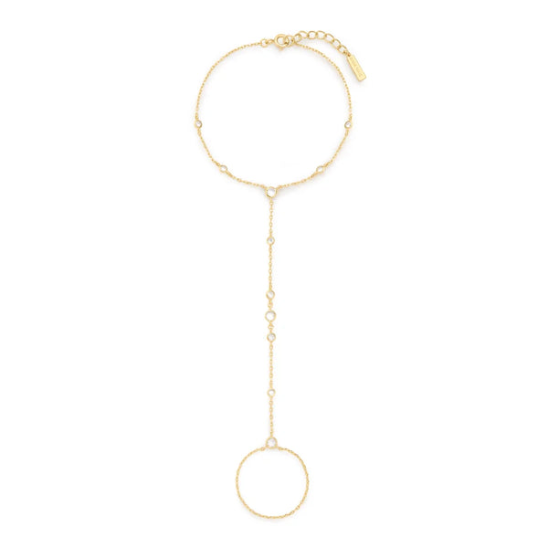 Gold Bezel-Set Station Hand Chain
