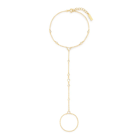 Gold Bezel-Set Station Hand Chain