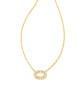 Elisa Gold Crystal Frame Short Pendant Necklace in Ivory Mother of Pearl