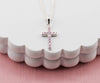 Girls 1st Communion Sterling Silver Pink CZ Cross Necklace