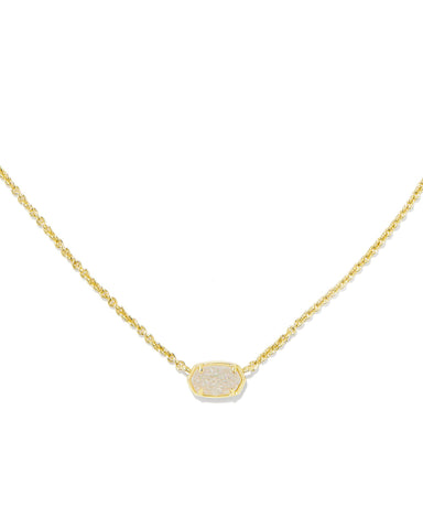 Emilie Gold Short Pendant Necklace in Iridescent Drusy