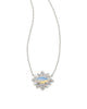 Grayson Sunburst Frame Short Pendant Necklace in Iridescent Opalite Illusion