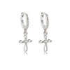 Sterling Silver Huggie with Cross Earrings for Kids, Girls