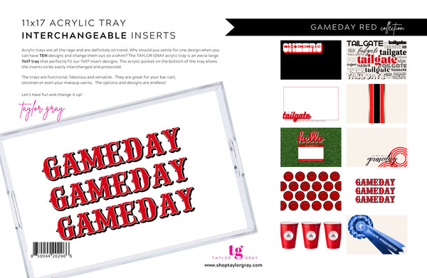 Acrylic Tray Gameday Red Insert | Set of 10