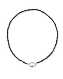 Emery Beaded Strand Necklace Gold Black Agate