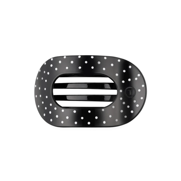 Black Polka Dot Party Flat Round Hair Clip