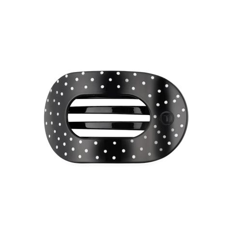 Black Polka Dot Party Flat Round Hair Clip
