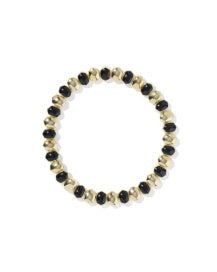 Daphne Enamel Stretch Bracelet Gold Black Enamel