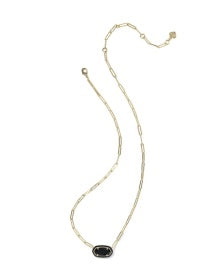 Elisa Enamel Paperclip Necklace Gold Black Agate