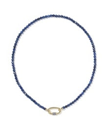 Emery Beaded Strand Necklace Gold Dark Blue Quartz