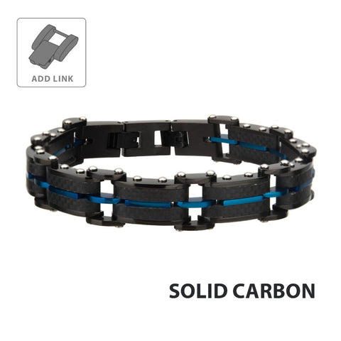 Black Carbon Fiber & Blue IP Link Bracelet